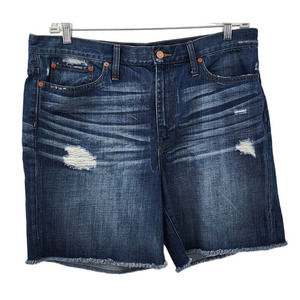 Madewell style c6820 Shorts Dark Wash Midi‎ Frey Hemline Size 32